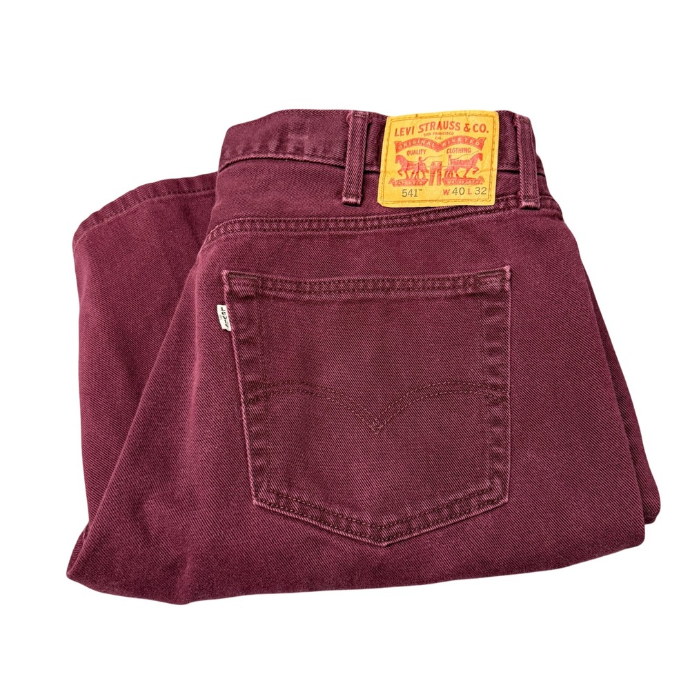Levi's 541 Pants Mens 40x32 (39x29 ACTUAL) Athletic Taper Burgundy Denim HEMMED